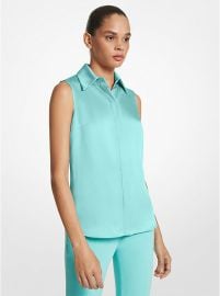 Michael Kors Collection Hansen Charmeuse Sleeveless Shirt at Michael Kors