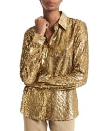 Michael Kors Collection Hansen Metallic Leopard-Jacquard Shirt at Neiman Marcus