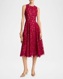 Michael Kors Collection Large Floral Lace Sleeveless Midi Dress at Neiman Marcus