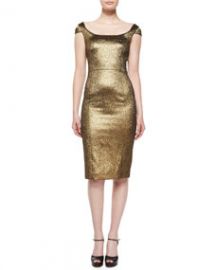 Michael Kors Collection Metallic Off-The-Shoulder Sheath Dress Gold at Neiman Marcus