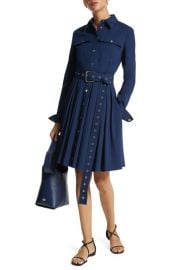 Michael Kors Collection Organic Cotton Stretch Poplin Belted Cargo Shirtdress at Nordstrom