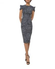 Michael Kors Collection Paisley Draped Cap-Sleeve Sheath Dress at Neiman Marcus