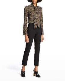 Michael Kors Collection Paisley Tie-Neck Silk Blouse at Neiman Marcus