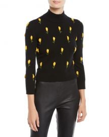 Michael Kors Collection Rose-Embroidered Cropped Cashmere Sweater at Neiman Marcus