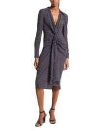 Michael Kors Collection Silk Polka Dot Gathered Midi Dress Bloomingdales at Bloomingdales