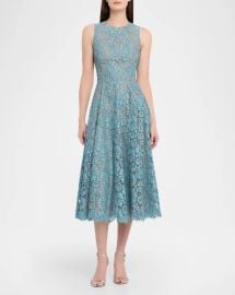 Michael Kors Collection Sleeveless Floral Lace A Line Midi Dress at Neiman Marcus