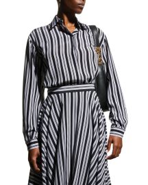 Michael Kors Collection Striped Asymmetric Silk Tunic Shirt at Neiman Marcus