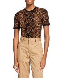 Michael Kors Collection Tipped Python Jacquard Tee at Neiman Marcus