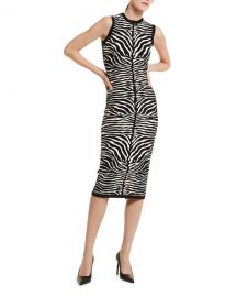 Michael Kors Collection Zebra-Print Knit Midi Dress at Neiman Marcus