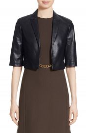 Michael Kors Crop Plong   Leather Jacket at Nordstrom