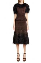 Michael Kors Feather Embellished Metallic Peplum Sweater Dress at Nordstrom