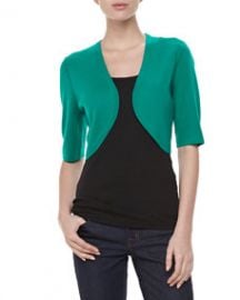 Michael Kors Featherweight Cashmere Shrug Emerald at Neiman Marcus