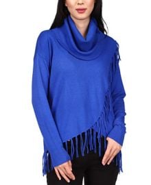 Michael Kors Fringe Cowl-Neck Wrap Sweater Regular  Petite  Reviews - Sweaters - Women - Macys at Macys