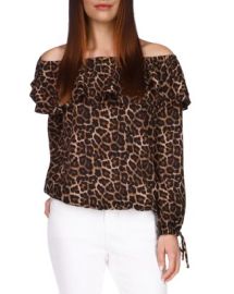 Michael Kors Leopard Off-the-Shoulder Peasant Top Bloomingdales at Bloomingdales