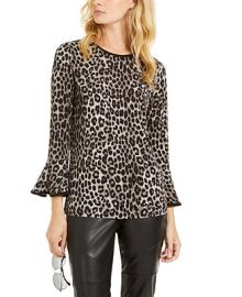 Michael Kors Leopard-Print Flare-Sleeve Top  Reviews - Tops - Women - Macys at Macys