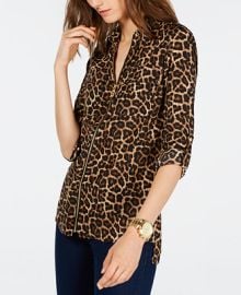 Michael Kors Leopard-Print Top Regular and Petite Sizes   Reviews - Tops - Women - Macys at Macys