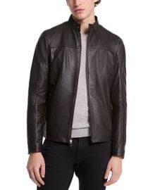 Michael Kors Men39s Leather Racer Jacket Created for Macy39s - Macy39s at Macys