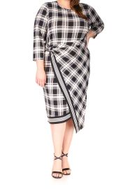 Michael Kors Plaid Border Jersey Wrap Dress at Nordstrom