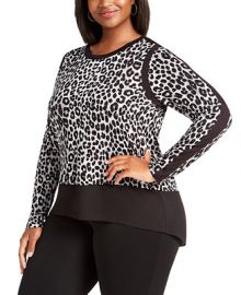 Michael Kors Plus Size Leopard-Print Contrast-Trim Top   Reviews - Tops - Plus Sizes - Macy s at Macys