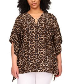 Michael Kors Plus Size Leopard Printed Top  Reviews - Tops - Plus Sizes - Macys at Macys