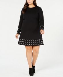 Michael Kors Plus Size Pont eacute -Knit Embellished Fit   Flare Dress   Reviews - Dresses - Plus Sizes - Macy s at Macys