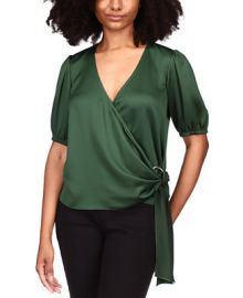 Michael Kors Puff-Sleeve Wrap Top  Reviews - Tops - Women - Macys at Macys