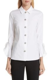 Michael Kors Ruffle Cuff Jeweled Button Blouse at Nordstrom