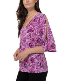 Michael Kors Split-Sleeve Paisley-Print Top   Reviews - Tops - Women - Macy s at Macys