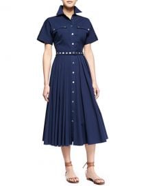 Michael Kors Utility Snap-Front Shirtdress Indigo at Neiman Marcus