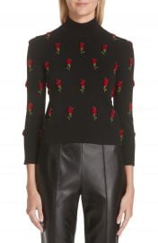 Michael Kors Velvet Rose Embroidered Cashmere Sweater at Nordstrom