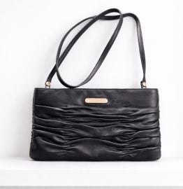 Michael Kors Webster Black Leather Convertible Clutch Shoulder Bag Gold Zip at eBay