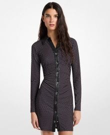 Michael Kors Women39s Ruched Snap Collared Neck Mini Dress - Macy39s at Macys