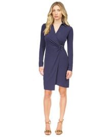 Michael Kors Womens Long-Sleeve Faux-Wrap Dress - Macys at Macys