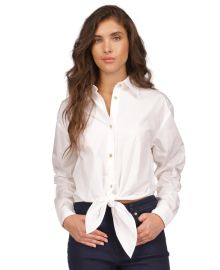 Michael Kors Womens Poplin Tie-Front Button-Down Cotton Shirt Regular Petite - Macys at Macys