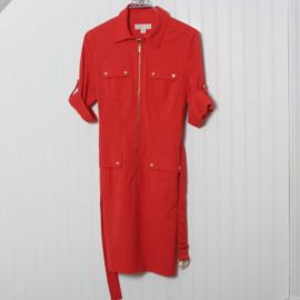 Michael Michael Kors Women Orange Collar Gold Zip Pockets Belted Dress NWT 3999 eBay at eBay