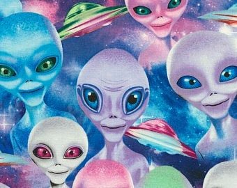 Michael Searl Alien Selfie Fabric at Etsy