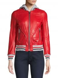 Michelle Hooded Leather Varsity Jacket at Saks Off Fifth Avenue