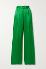 Michelle Mason - Pleated silk-satin wide-leg pants at Net A Porter