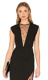 Michelle Mason Mesh Plunge Top in Black from Revolve com at Revolve