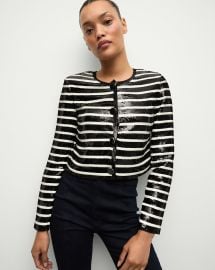 Mickey Sequin Cropped Jacket in BlackWhite at Veronica Beard