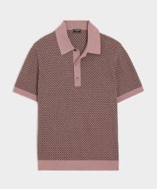 Micro Diamond Sweater Polo in Mauve - Todd Snyder at Todd Snyder