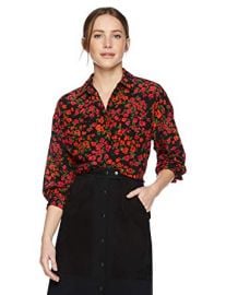 Micro-Floral Button Down Shirt with Front Pockets at Amazon