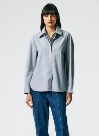 Micro Stripe Double Collar Shirt Tibi Official at Tibi