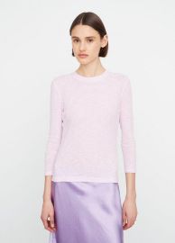 Micro-Stripe Three-Quarter-Sleeve T-Shirt in Shirts amp Tees at Vince