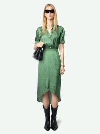 Mid-Length Satin Dress Green Coriander ZadigampVoltaire at Zadig & Voltaire