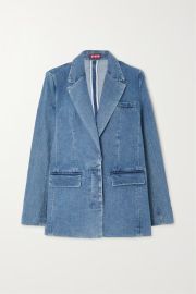 Mid denim Maxwell denim blazer STAUD NET-A-PORTER at Net a Porter