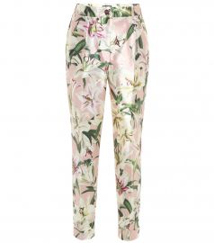 Mid-rise cropped floral satin pants at Mytheresa