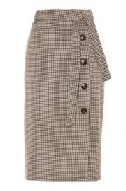 Midi Check Button Skirt at Topshop