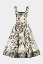 Midi dress with square neck pleated skirt and Leopard print Antonio Marras at Antonio Marras