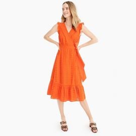 Midi wrap dress in Allover Eyelet at J.Crew